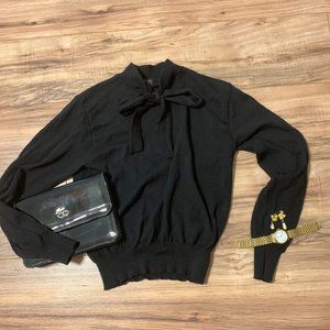 Brooks Brothers 100% Merino Wool Black Bow Sweater